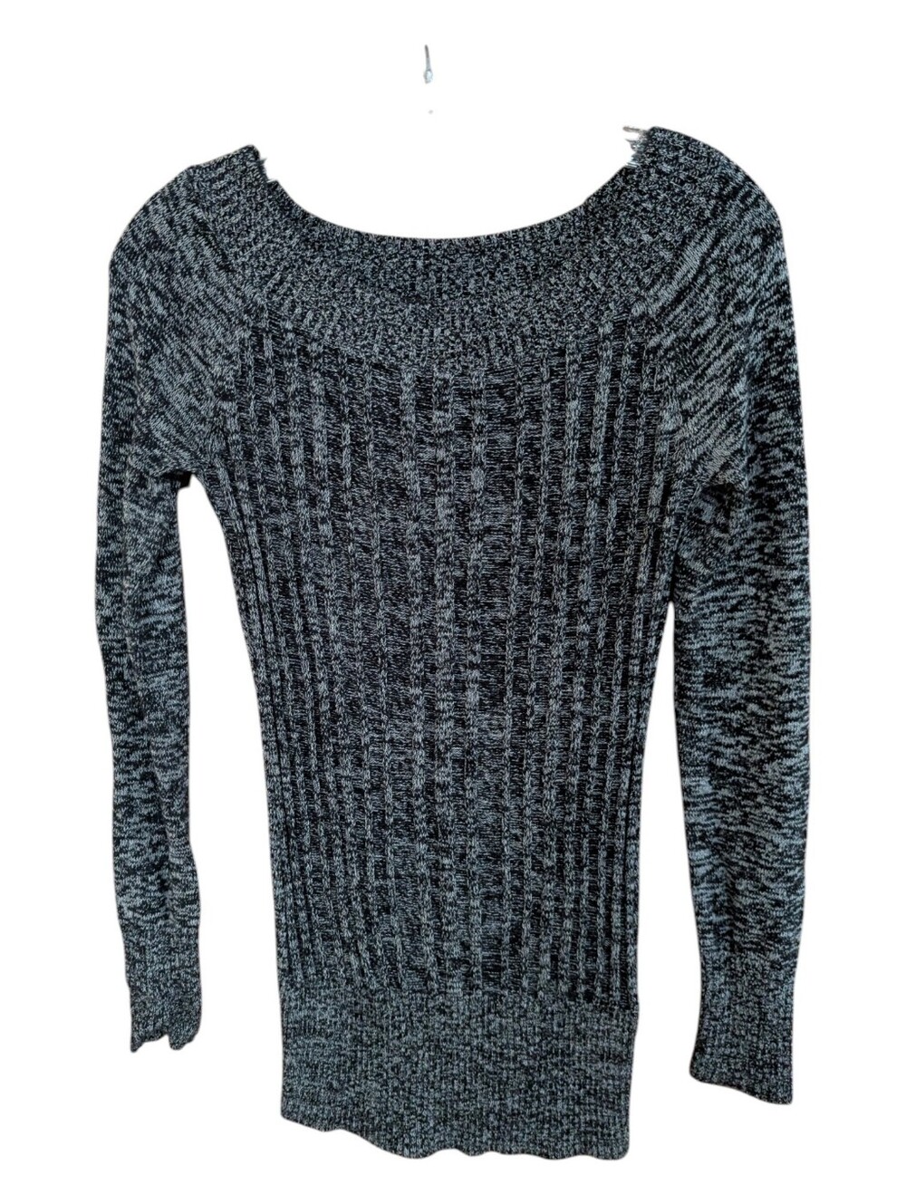 G By GUESS Black Gray Marled Cotton Blend Ribbed Knit Sweater Sz M *GUC